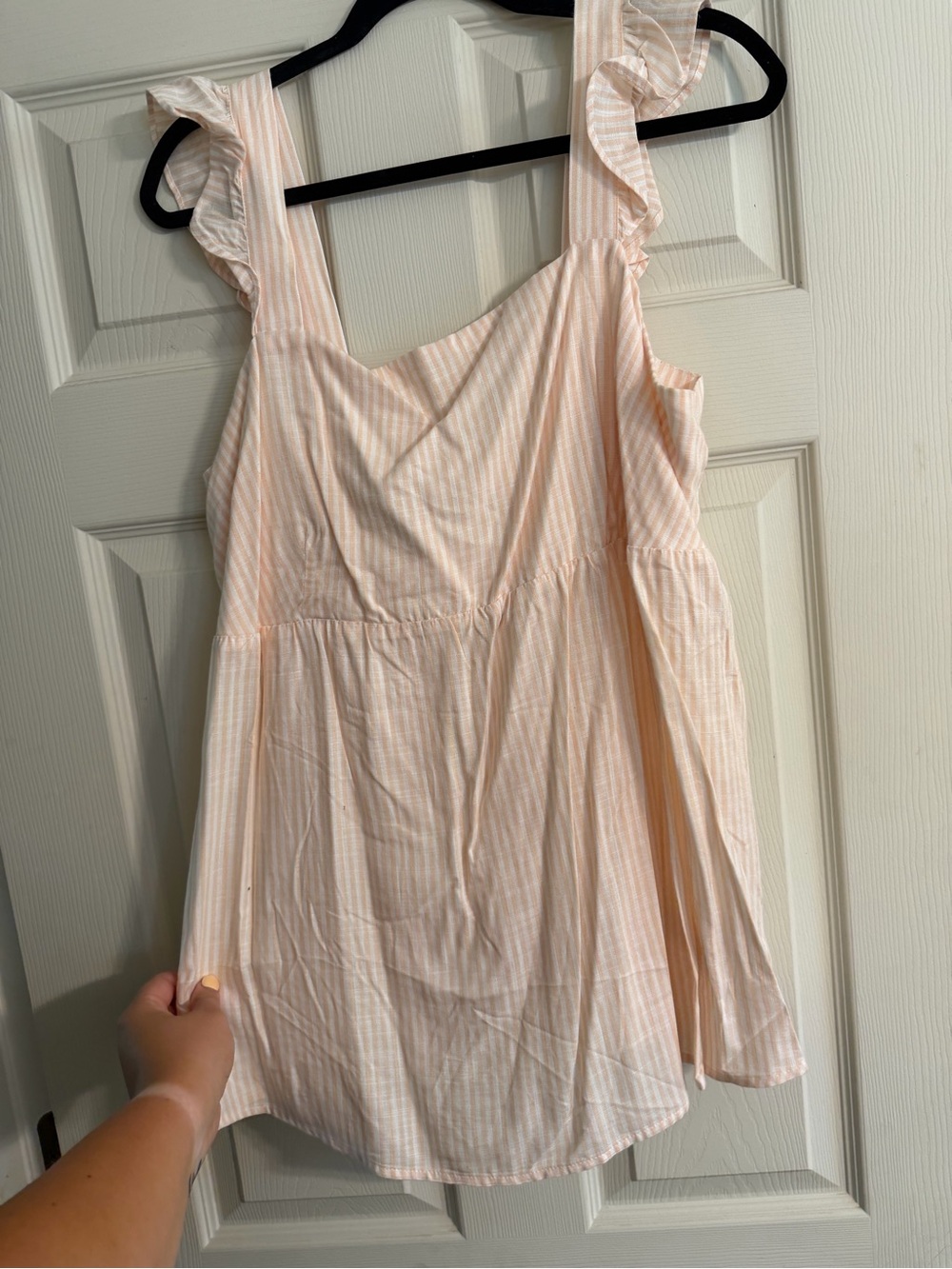 Target Pink and White Striped Ruffle Strap Tank Top